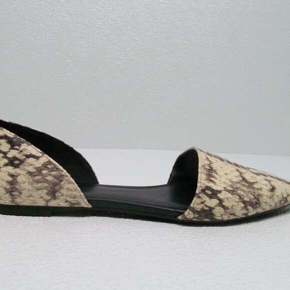 Michael Kors Mila D’Orsay Pointed Toe Snake Embossed Leather Flats size 7.5M - Picture 1 of 9